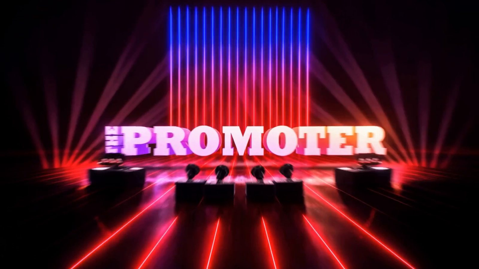 The Promoter title displayed on a television stage